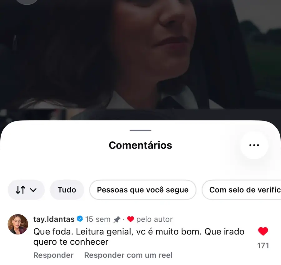Comentário elogiando o trabalho do André